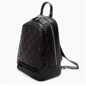 Zara Trafaluc black vegan leather backpack quilted bag travel